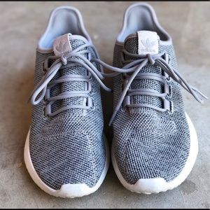 Grey and pink adidas tubulars